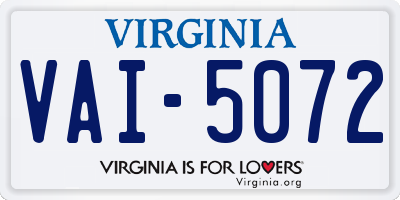 VA license plate VAI5072