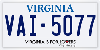 VA license plate VAI5077