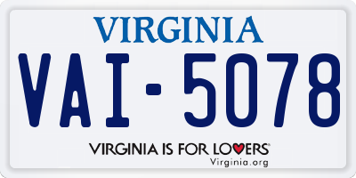 VA license plate VAI5078