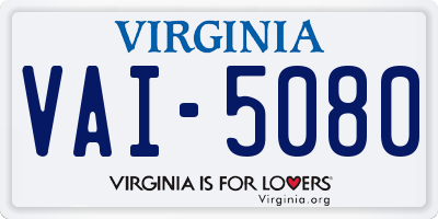 VA license plate VAI5080