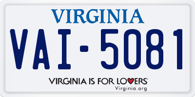 VA license plate VAI5081