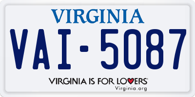 VA license plate VAI5087