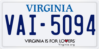 VA license plate VAI5094