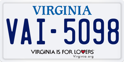 VA license plate VAI5098
