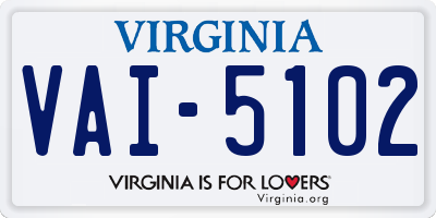 VA license plate VAI5102
