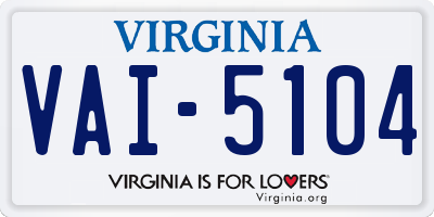 VA license plate VAI5104