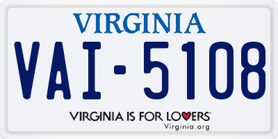 VA license plate VAI5108