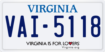 VA license plate VAI5118