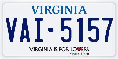VA license plate VAI5157