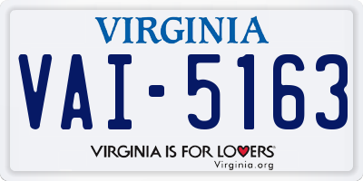 VA license plate VAI5163