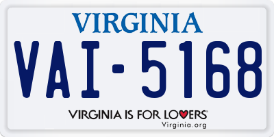 VA license plate VAI5168