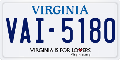 VA license plate VAI5180