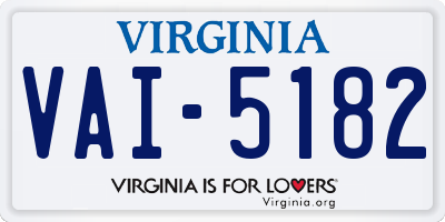 VA license plate VAI5182