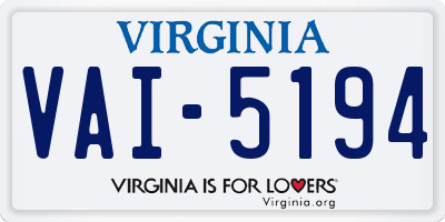 VA license plate VAI5194