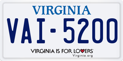 VA license plate VAI5200