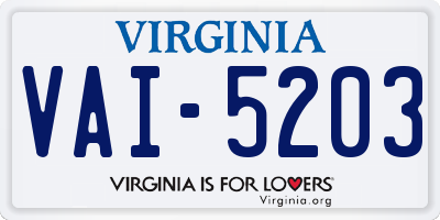 VA license plate VAI5203