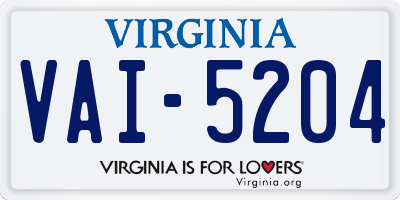 VA license plate VAI5204