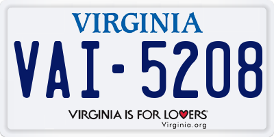 VA license plate VAI5208