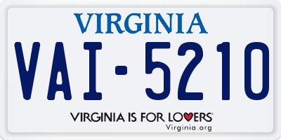 VA license plate VAI5210