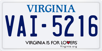 VA license plate VAI5216