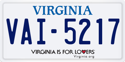 VA license plate VAI5217