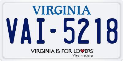 VA license plate VAI5218