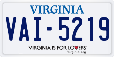 VA license plate VAI5219