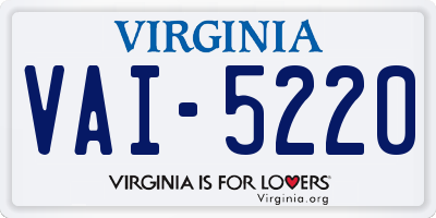 VA license plate VAI5220