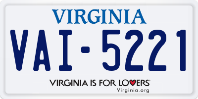 VA license plate VAI5221