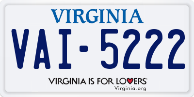 VA license plate VAI5222