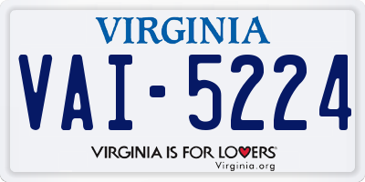VA license plate VAI5224