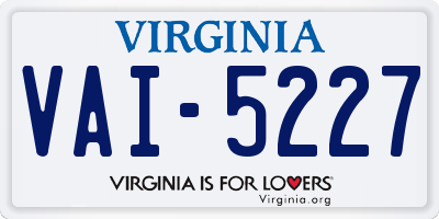 VA license plate VAI5227