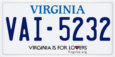 VA license plate VAI5232