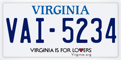 VA license plate VAI5234
