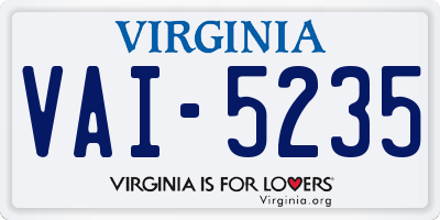 VA license plate VAI5235