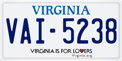 VA license plate VAI5238