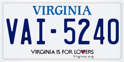 VA license plate VAI5240