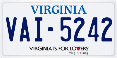 VA license plate VAI5242