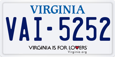 VA license plate VAI5252