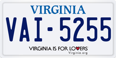 VA license plate VAI5255