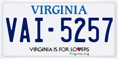 VA license plate VAI5257