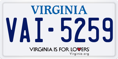 VA license plate VAI5259