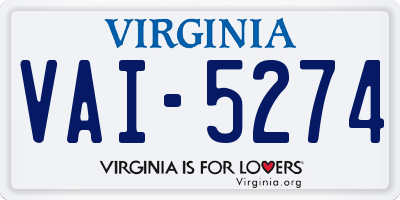 VA license plate VAI5274