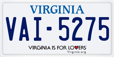 VA license plate VAI5275