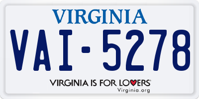 VA license plate VAI5278