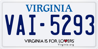 VA license plate VAI5293