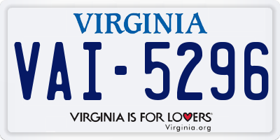 VA license plate VAI5296