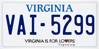VA license plate VAI5299