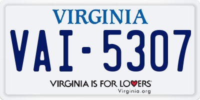 VA license plate VAI5307