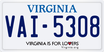VA license plate VAI5308